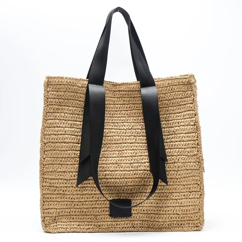 Travel Accessories And Bags - Retro hand-woven straw shoulder bag large