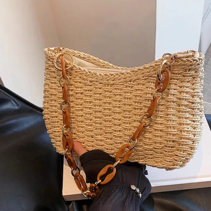 Travel Accessories And Bags - Straw Woven Shoulder Bag for Women