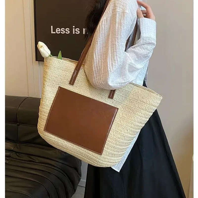 Travel Accessories And Bags - Straw hand-woven tote bag large capacity