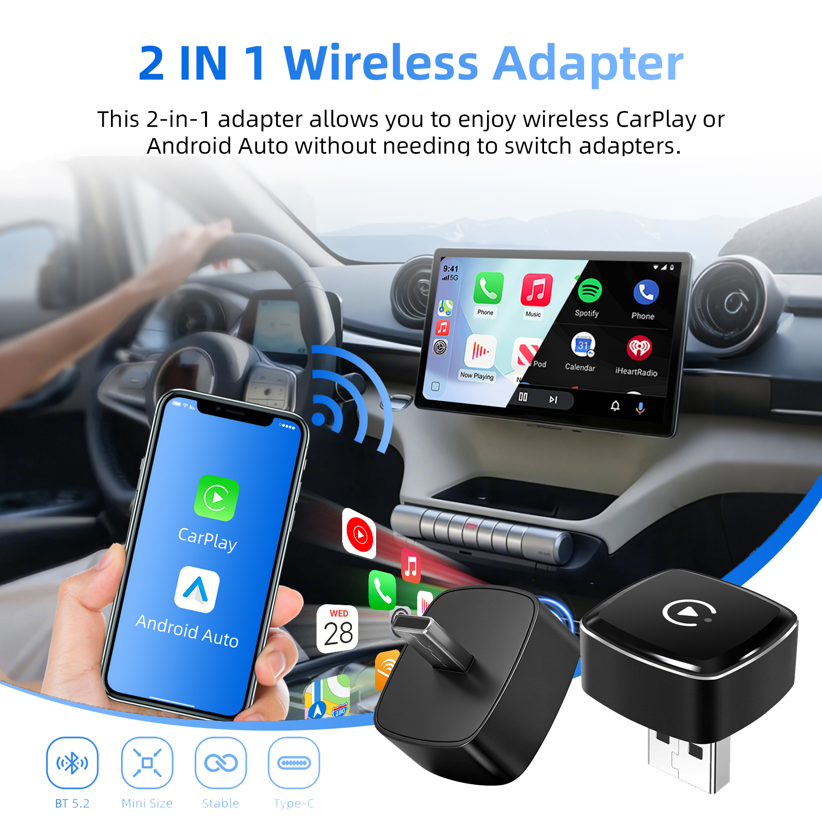 2026 2-in-1 Wireless CarPlay & – Travel Plug Type C recenzja i cena