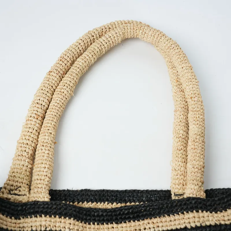 Striped raffia woven straw bag – Travel Accessories And Bags recenzja i cena