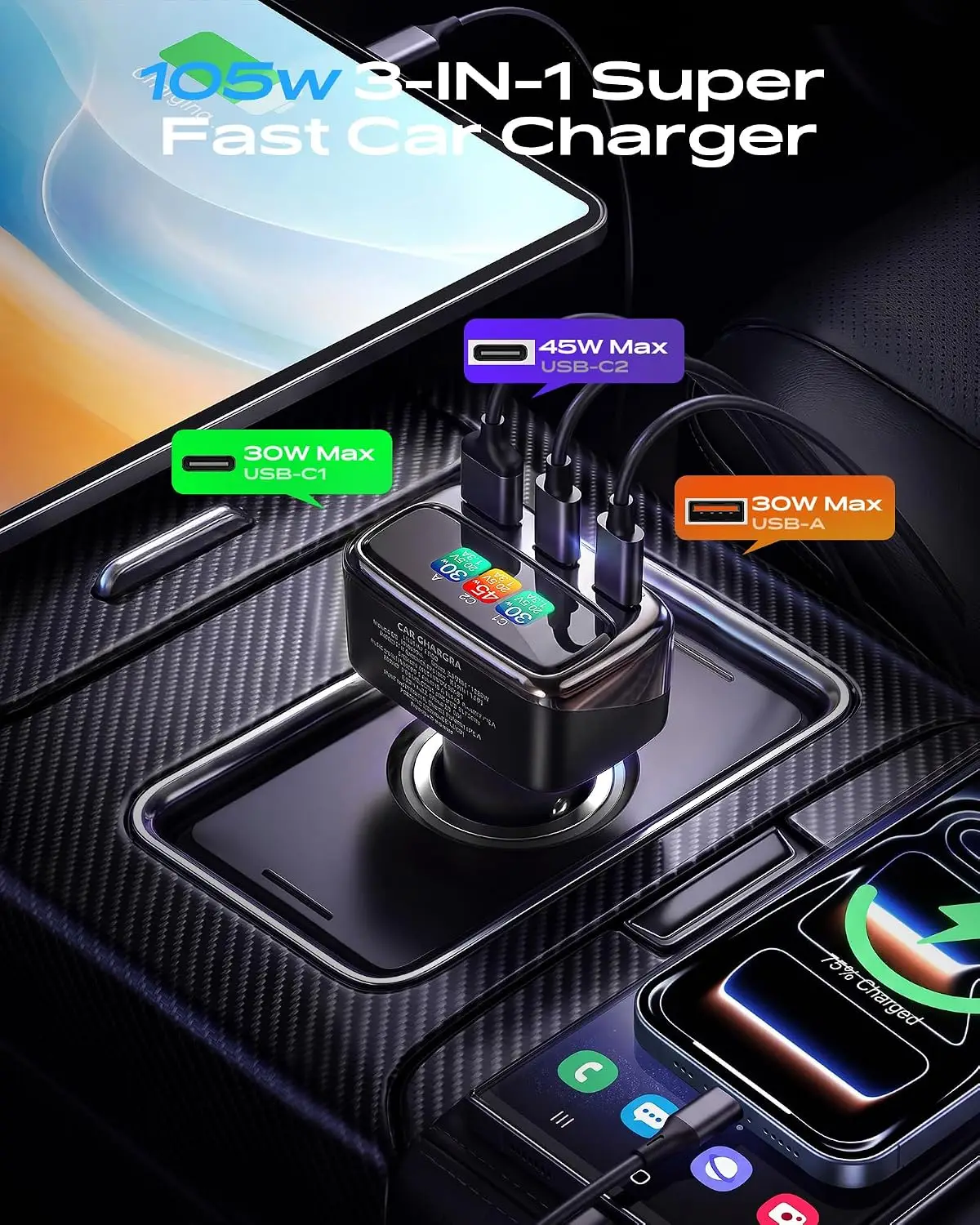 105W USB C Car Charger with Di – Travel Accessories Car recenzja i cena