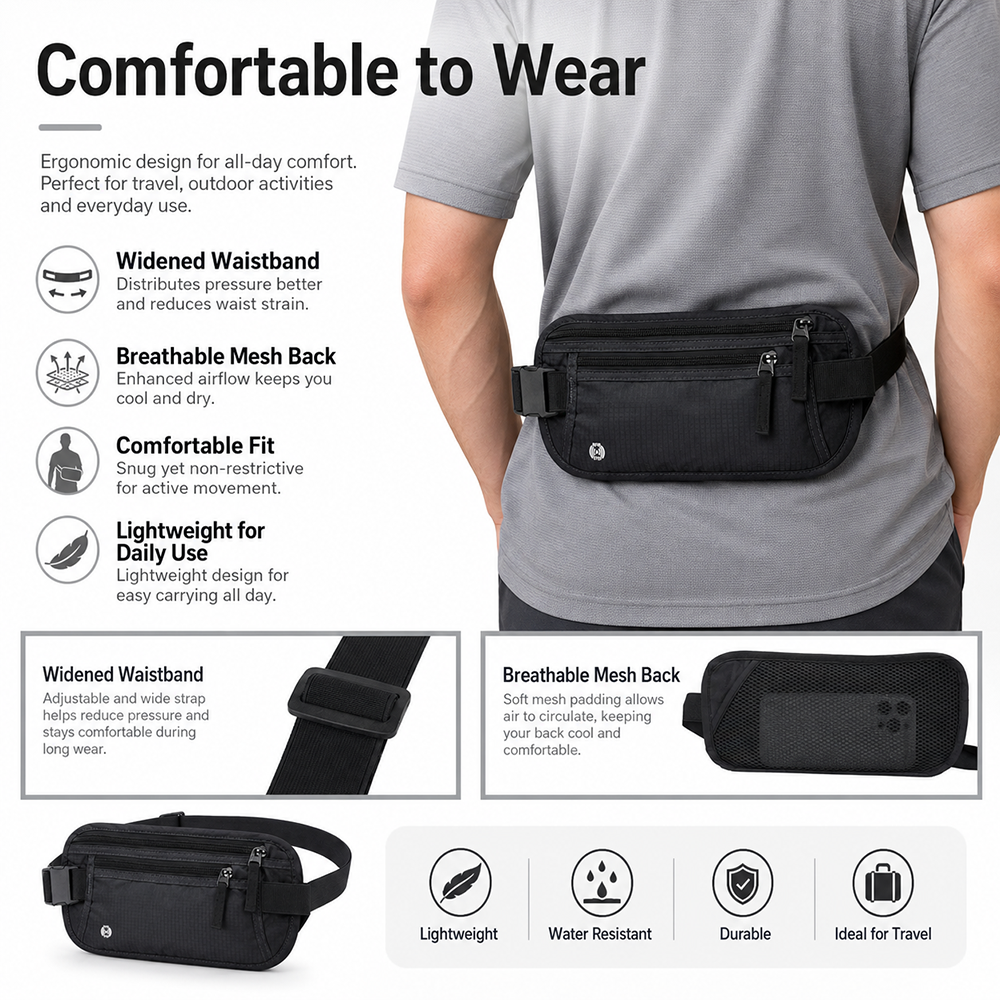Men Hidden Belt Bag for Travel – Passport Holder Rfid recenzja i cena