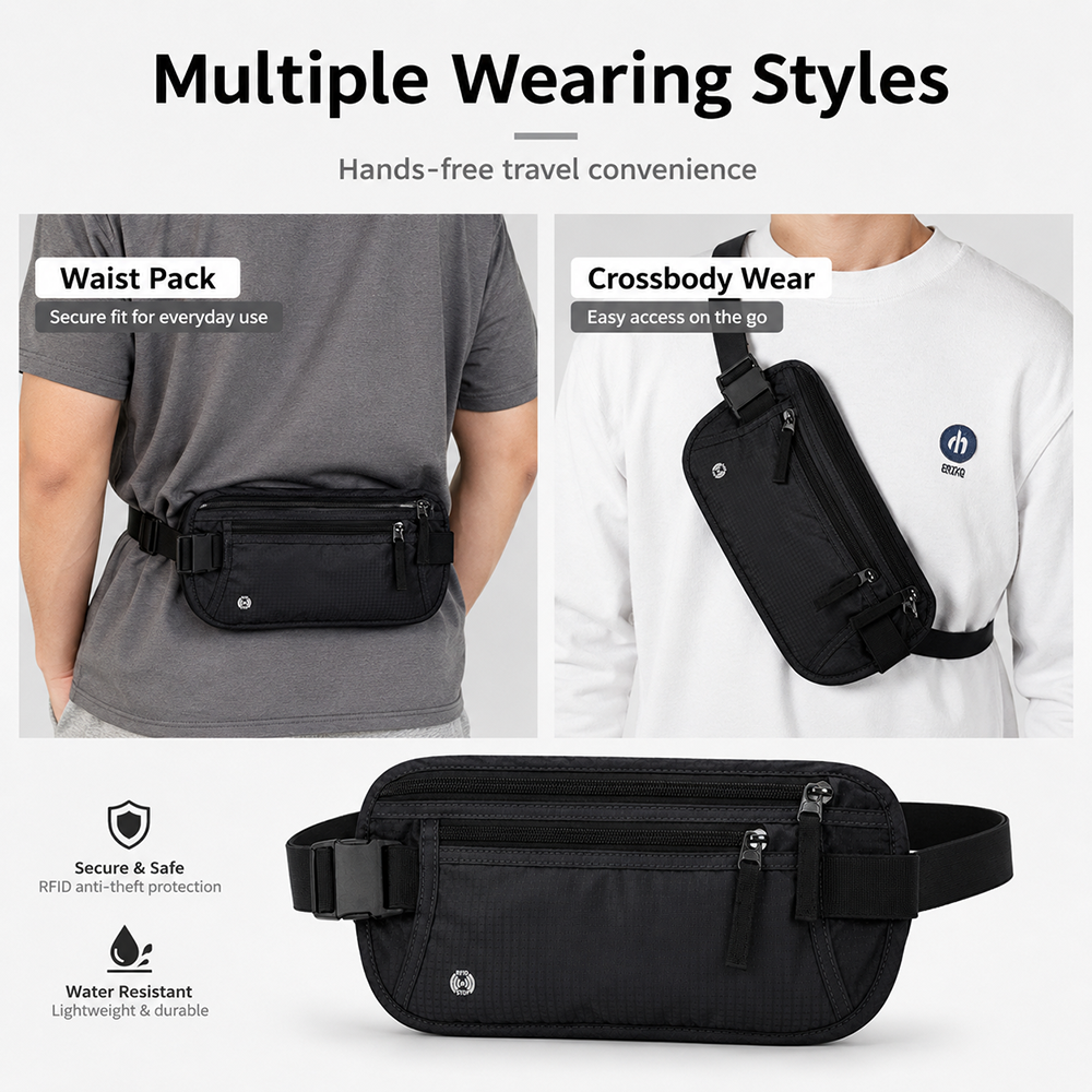 Men Hidden Belt Bag for Travel – Passport Holder Rfid recenzja i cena