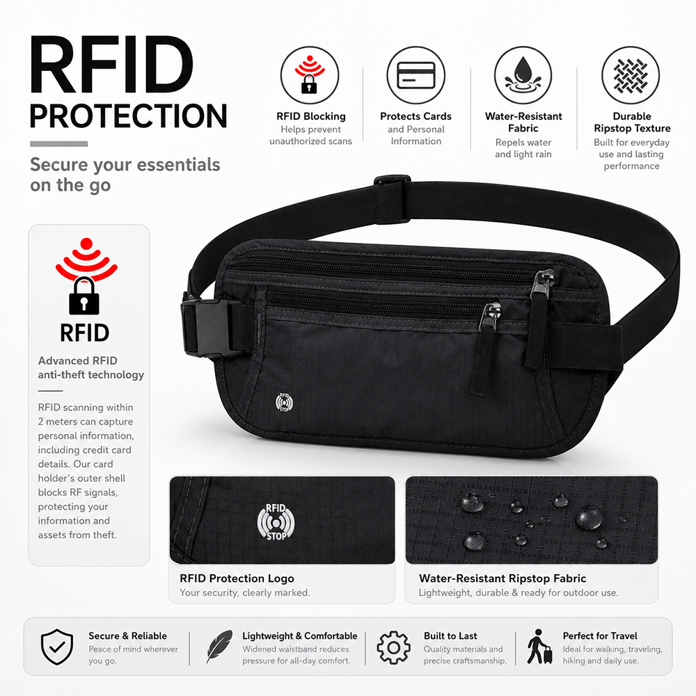 Men Hidden Belt Bag for Travel – Passport Holder Rfid recenzja i cena