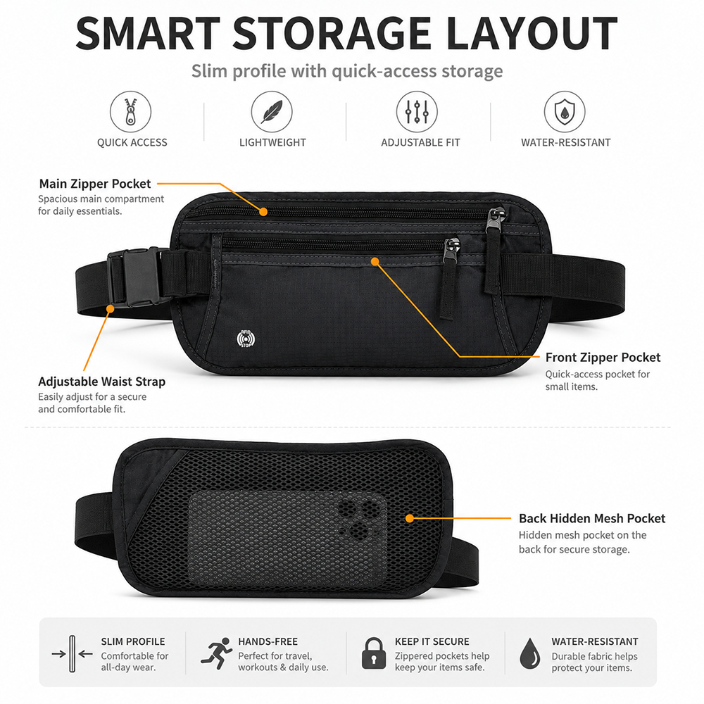 Men Hidden Belt Bag for Travel – Passport Holder Rfid recenzja i cena
